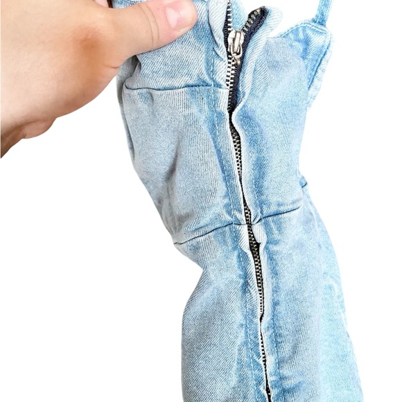 🌟3 For $15 SALE🌟ZARA Denim Spaghetti Strap Mini Jumper Dress - Picture 5 of 7